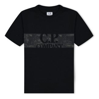 CP COMPANY Cp Stripe Camo Tee Jn34 Kids Regular Fit T-Shirts Black 999 for sale