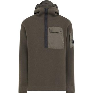 CP COMPANY Cp Utility Hood Kn Sn34 Men Knitted Hoodies Olive Night 670 for sale