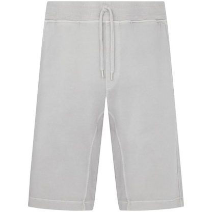 CP COMPANY Embroidered Logo Shorts Men Fleece Shorts Flint Grey 936 for sale