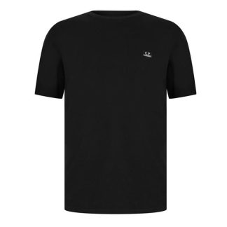 CP COMPANY Embroidered Logo T-Shirt Men Regular Fit T-Shirts Black 999 for sale