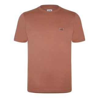 CP COMPANY Embroidered Logo T-Shirt Men Regular Fit T-Shirts Cedar Wood 476 for sale