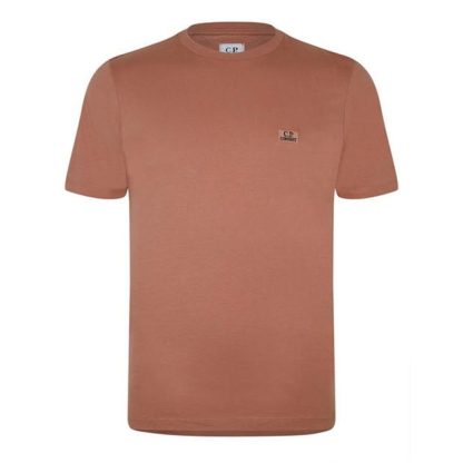 CP COMPANY Embroidered Logo T-Shirt Men Regular Fit T-Shirts Cedar Wood 476 for sale