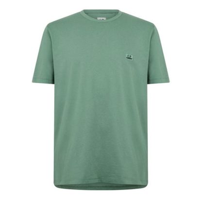 CP COMPANY Embroidered Logo T-Shirt Men Regular Fit T-Shirts Green Bay 626 for sale