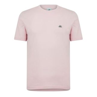 CP COMPANY Embroidered Logo T-Shirt Men Regular Fit T-Shirts Heaven Pink 501 for sale