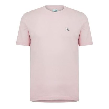 CP COMPANY Embroidered Logo T-Shirt Men Regular Fit T-Shirts Heaven Pink 501 for sale