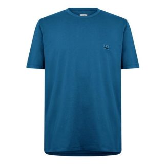 CP COMPANY Embroidered Logo T-Shirt Men Regular Fit T-Shirts Ink Blue 848 for sale