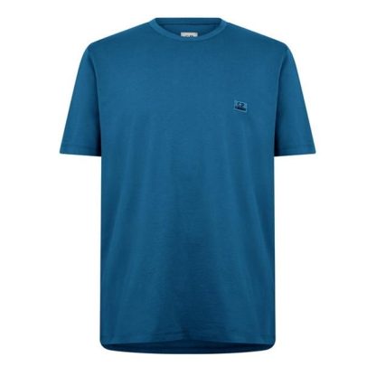 CP COMPANY Embroidered Logo T-Shirt Men Regular Fit T-Shirts Ink Blue 848 for sale