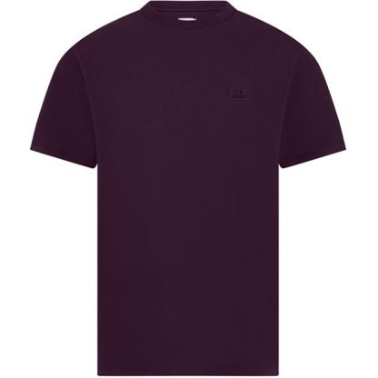 CP COMPANY Embroidered Logo T-Shirt Men Regular Fit T-Shirts Potent Prpl 790 for sale