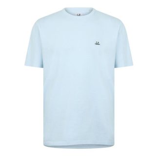 CP COMPANY Embroidered Logo T-Shirt Men Regular Fit T-Shirts Strlght Blu 806 for sale