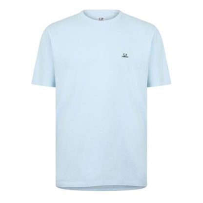 CP COMPANY Embroidered Logo T-Shirt Men Regular Fit T-Shirts Strlght Blu 806 for sale