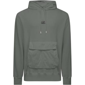 CP COMPANY Fleece Mixed Hoodie Men OTH Hoodies Agave Grn 627 for sale