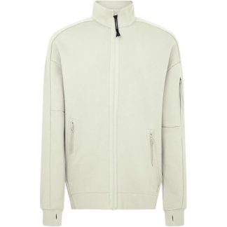 CP COMPANY Full Zip Fleece Sweatshirt Men Full Zip Fleece Tops Gauze White 103 for sale