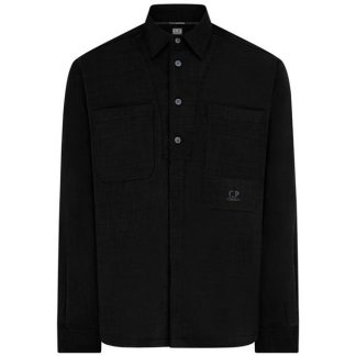 CP COMPANY Gabardine Pockets Shirt Men Plain Shirt - Long Sleeve Black 999 for sale