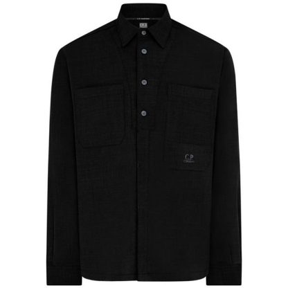 CP COMPANY Gabardine Pockets Shirt Men Plain Shirt - Long Sleeve Black 999 for sale