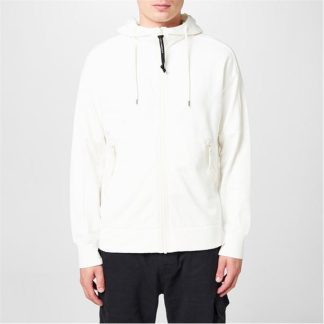 CP COMPANY Goggle Hoodie Men Zip Hoodies Gauze White 103 for sale