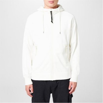 CP COMPANY Goggle Hoodie Men Zip Hoodies Gauze White 103 for sale