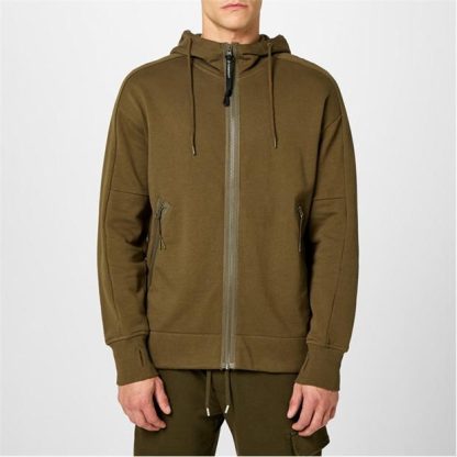 CP COMPANY Goggle Hoodie Men Zip Hoodies Ivy Green 683 for sale