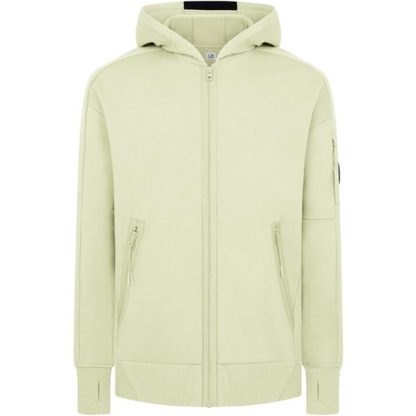 CP COMPANY Goggle Lens Hoodie Men Full Zip Fleece Tops Gauze White 103 for sale