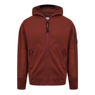 CP COMPANY Goggle Lens Hoodie Men Full Zip Fleece Tops Henna 349 for sale