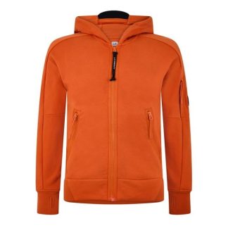 CP COMPANY Goggle Lens Hoodie Men Full Zip Fleece Tops Hrvst Pmpkn 439 for sale