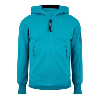 CP COMPANY Goggle Lens Hoodie Men Full Zip Fleece Tops Tile Blue 825 for sale