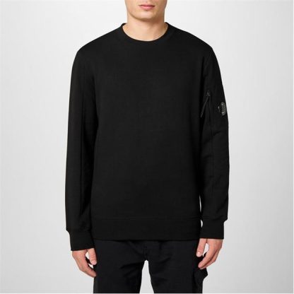 CP COMPANY Heavyweight Lens Sweatshirt Men Crew Sweaters Black for sale