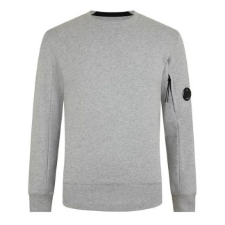 CP COMPANY Heavyweight Lens Sweatshirt Men Crew Sweaters Grey Melange for sale