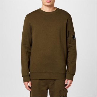 CP COMPANY Heavyweight Lens Sweatshirt Men Crew Sweaters Ivy Green 683 for sale