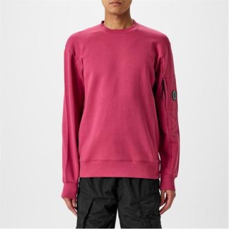 CP COMPANY Heavyweight Lens Sweatshirt Men Crew Sweaters Red Bud 577 for sale