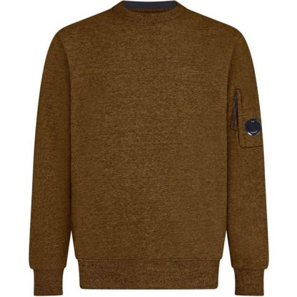 CP COMPANY Heavyweight Lens Sweatshirt Men Crew Sweaters Toffee 351 for sale