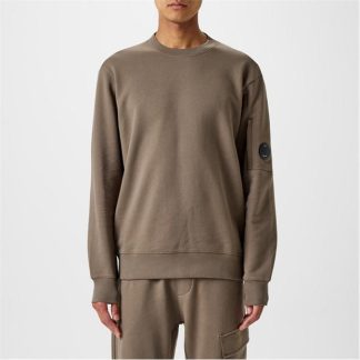 CP COMPANY Heavyweight Lens Sweatshirt Men Crew Sweaters Walnut 359 for sale