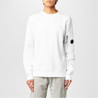 CP COMPANY Heavyweight Lens Sweatshirt Men Crew Sweaters White for sale