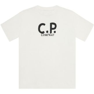 CP COMPANY Large Logo T-Shirt Kids Gze Wht 10135  for sale