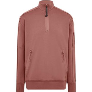 CP COMPANY Lens Arm Quarter Zip Sweatshirt Men 1/4 Zip Fleece Tops Cedar Wood 476 for sale