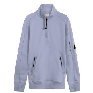 CP COMPANY Lens Arm Quarter Zip Sweatshirt Men 1/4 Zip Fleece Tops Cosmic Sky 750 for sale