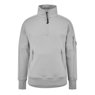 CP COMPANY Lens Arm Quarter Zip Sweatshirt Men 1/4 Zip Fleece Tops Drizzle Gry 913 for sale