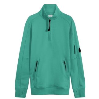 CP COMPANY Lens Arm Quarter Zip Sweatshirt Men 1/4 Zip Fleece Tops Frst Spruce 673 for sale