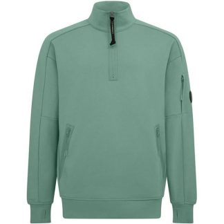 CP COMPANY Lens Arm Quarter Zip Sweatshirt Men 1/4 Zip Fleece Tops Green Bay 626 for sale