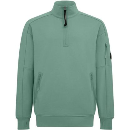 CP COMPANY Lens Arm Quarter Zip Sweatshirt Men 1/4 Zip Fleece Tops Green Bay 626 for sale