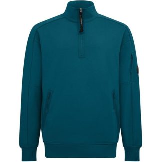 CP COMPANY Lens Arm Quarter Zip Sweatshirt Men 1/4 Zip Fleece Tops Ink Blue 848 for sale