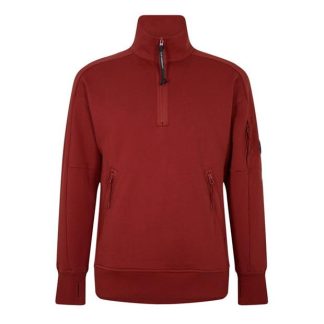 CP COMPANY Lens Arm Quarter Zip Sweatshirt Men 1/4 Zip Fleece Tops Ketchup 560 for sale