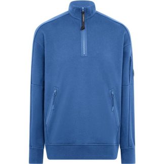 CP COMPANY Lens Arm Quarter Zip Sweatshirt Men 1/4 Zip Fleece Tops Riviera 818 for sale