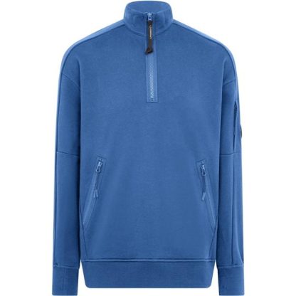 CP COMPANY Lens Arm Quarter Zip Sweatshirt Men 1/4 Zip Fleece Tops Riviera 818 for sale