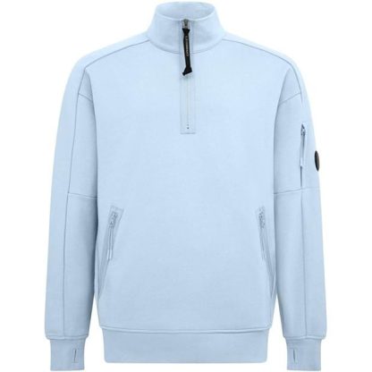 CP COMPANY Lens Arm Quarter Zip Sweatshirt Men 1/4 Zip Fleece Tops Strlght Blu 806 for sale