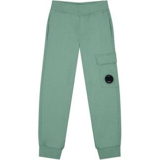 CP COMPANY Lens Fleece Logo Joggers Junior Kids Closed Hem Fleece Jogging Bottoms Grn Bay 30520 for sale