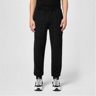 CP COMPANY Lens Jogging Bottoms Men Closed Hem Fleece Jogging Bottoms Black for sale