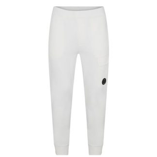 CP COMPANY Lens Jogging Bottoms Men Closed Hem Fleece Jogging Bottoms Gauze White 103 for sale