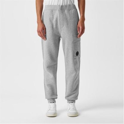 CP COMPANY Lens Jogging Bottoms Men Closed Hem Fleece Jogging Bottoms Grey Marl for sale