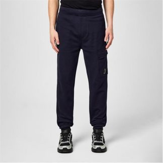 CP COMPANY Lens Jogging Bottoms Men Closed Hem Fleece Jogging Bottoms Navy for sale