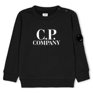 CP COMPANY Logo Crew Sweater Kids Crew Sweaters Black 60100 for sale